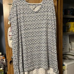 Orvis Blue and White Geometric Blouse